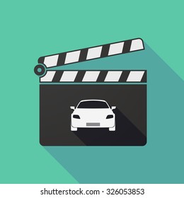 Illustration of a long shadow clapper board with a car
