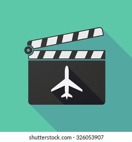 Illustration of a long shadow clapper board with a plane