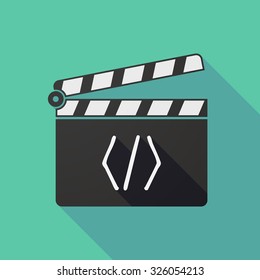 Illustration of a long shadow clapper board with a code sign