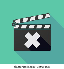 Illustration of a long shadow clapper board with an x sign