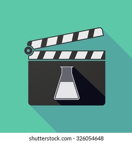 Illustration of a long shadow clapper board with a flask
