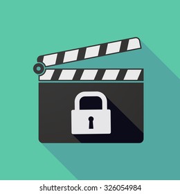 Illustration of a long shadow clapper board with a closed lock pad