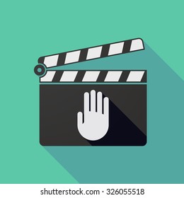 Illustration of a long shadow clapper board with a hand