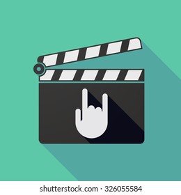 Illustration of a long shadow clapper board with a rocking hand