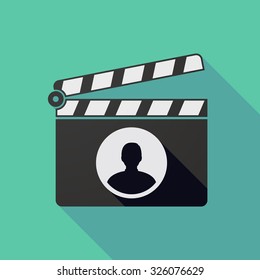Illustration of a long shadow clapper board with a male avatar