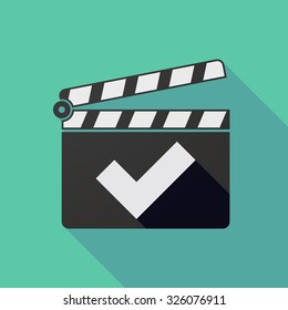 Illustration of a long shadow clapper board with a check mark