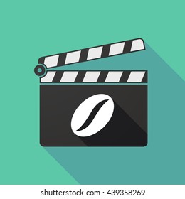 Illustration of a long shadow clapperboard with a coffee bean