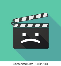 Illustration of a long shadow clapperboard with a sad text face