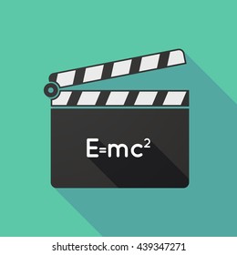 Illustration of a long shadow clapperboard with the Theory of Relativity formula