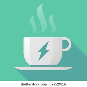 Illustration of a long shadow coffee mug with a lightning