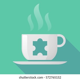 Illustration of a long shadow coffee mug with a puzzle piece