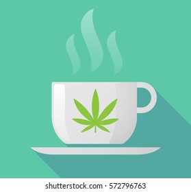 Illustration of a long shadow coffee mug with a marijuana leaf