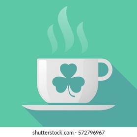 Illustration of a long shadow coffee mug with a clover