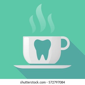 Illustration of a long shadow coffee mug with a tooth