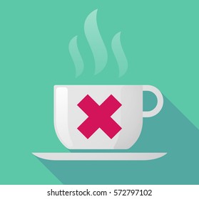 Illustration of a long shadow coffee mug with an x sign