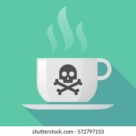 Illustration of a long shadow coffee mug with a skull
