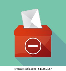 Illustration of a long shadow coloured ballot box icon with a subtraction sign