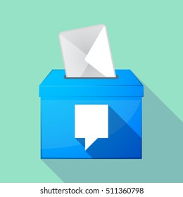 Illustration of a long shadow coloured ballot box icon with a tooltip