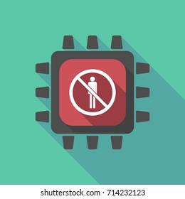 Illustration of a long shadow cpu with  a male pictogram  in a not allowed signal 