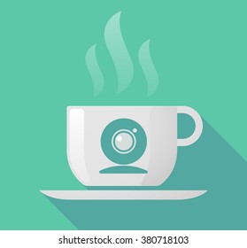Illustration of a long shadow cup of coffee with  a web cam