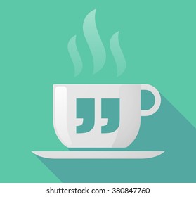 Illustration of a long shadow cup of coffee with   quotes