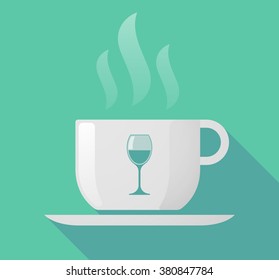 Illustration of a long shadow cup of coffee with  a cup of wine