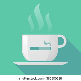 Illustration of a long shadow cup of coffee with  a cigarette