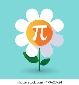 Illustration of a long shadow daisy flower with the number pi symbol