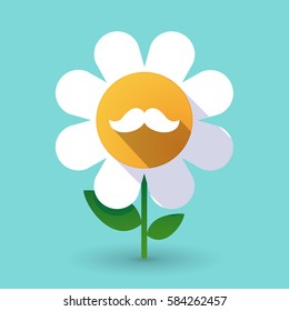 Illustration of a long shadow daisy flower with a moustache