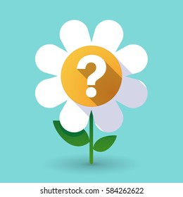 Illustration of a long shadow daisy flower with a question sign