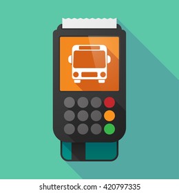 Illustration of a long shadow dataphone with  a bus icon