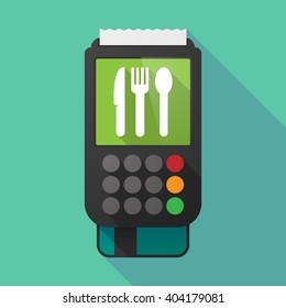 Illustration of a long shadow dataphone with cutlery