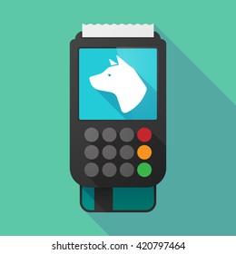Illustration of a long shadow dataphone with  a dog head