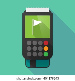 Illustration of a long shadow dataphone with a golf flag