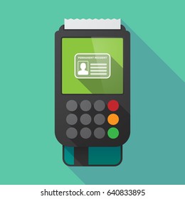 Illustration of a long shadow dataphone with  a green card 