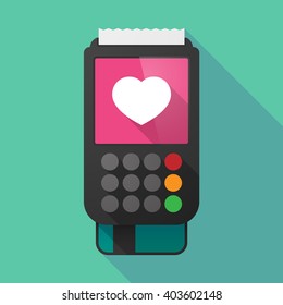 Illustration of a long shadow dataphone with a heart