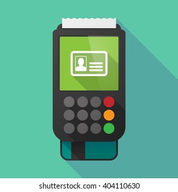 Illustration of a long shadow dataphone with an id card