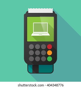 Illustration of a long shadow dataphone with a laptop