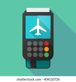 Illustration of a long shadow dataphone with a plane
