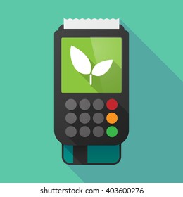 Illustration of a long shadow dataphone with a plant