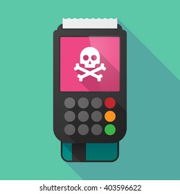 Illustration of a long shadow dataphone with a skull