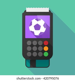 Illustration of a long shadow dataphone with  a soccer ball