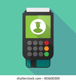 Illustration of a long shadow dataphone with a student