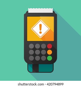 Illustration of a long shadow dataphone with   a warning road sign