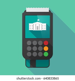 Illustration of a long shadow dataphone with  the White House building