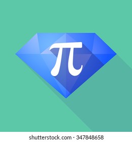 Illustration of a long shadow diamond icon with the number pi symbol
