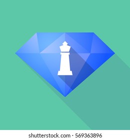 Illustration of a long shadow diamond with a  king   chess figure
