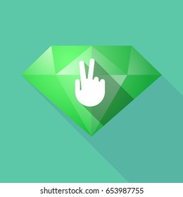 Illustration of a long shadow diamond with a victory hand
