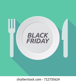 Illustration of a long shadow dish with    the text BLACK FRIDAY