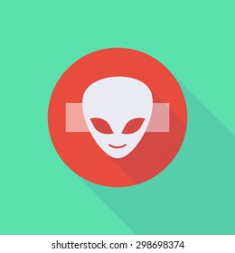 Illustration of a long shadow do not enter icon with an alien face